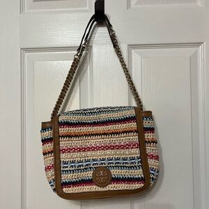 TORY BURCH Marion Woven Small Flap Shoulder Bag Boho